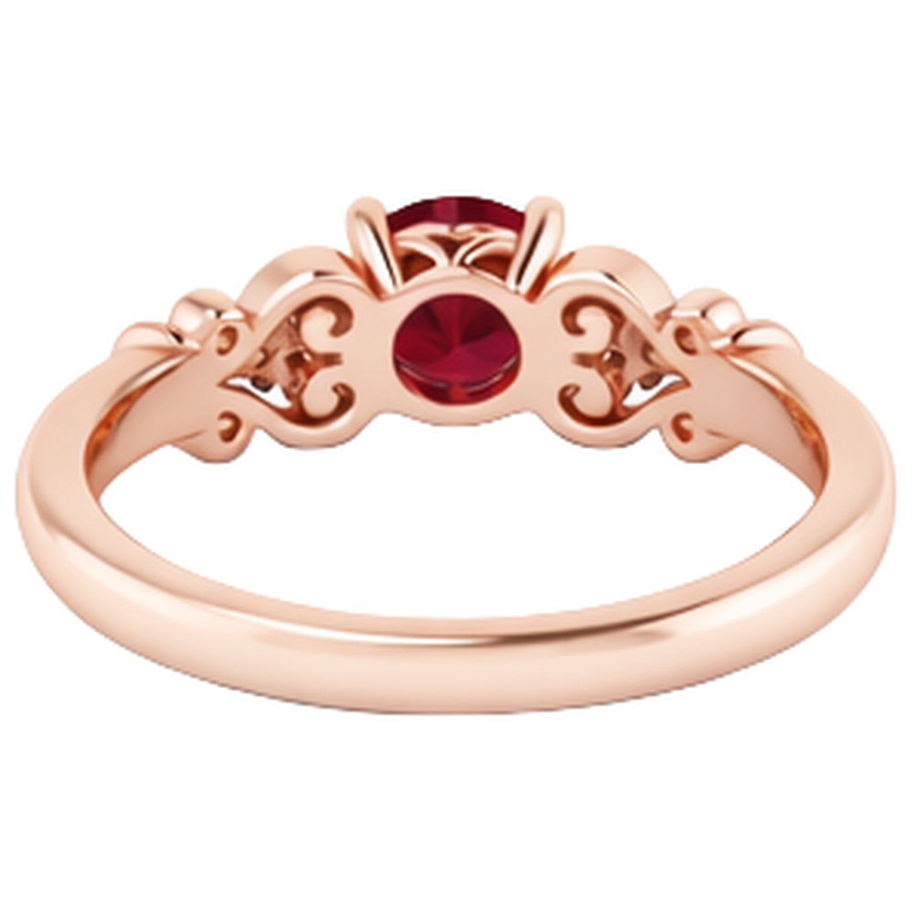 Anello Diamante Naturale Autentico ( non creato in laboratorio ) 1.10 Carati Rubino Birmano Stile Antico Oro Rosa 14K