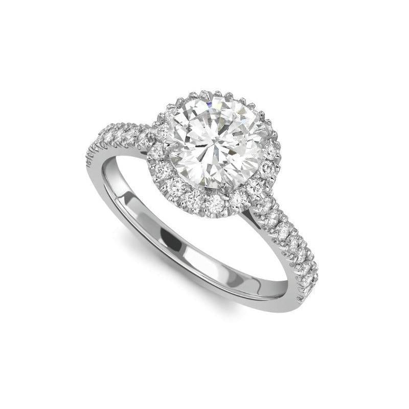 Anello Halo Di Fidanzamento Con Naturale Diamante Rotondo Da 3.60 Ct