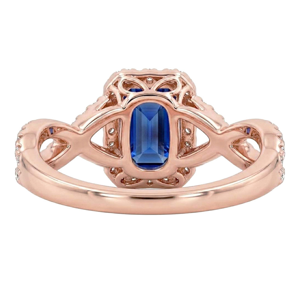 Anello Halo Infinity Style Smeraldo Blu Zaffiro e Diamante 4.50 Carati