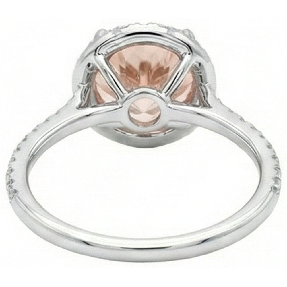 Anello Halo Morganite E Diamanti 15.50 Carati Oro Bianco 14K