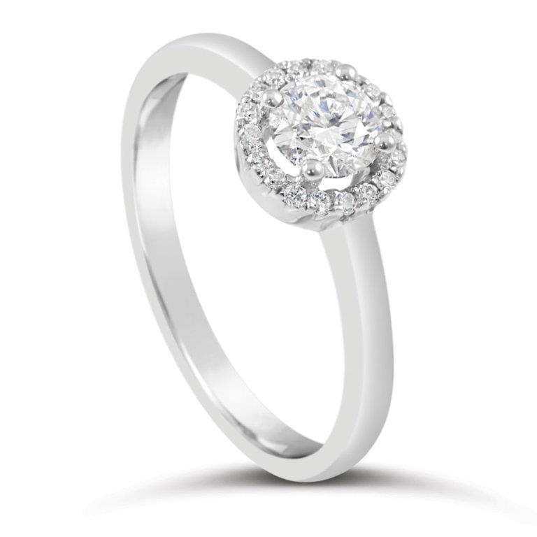 Anello Halo Nuziale Con Naturale Diamanti Da 1.65 Carati. Oro Bianco