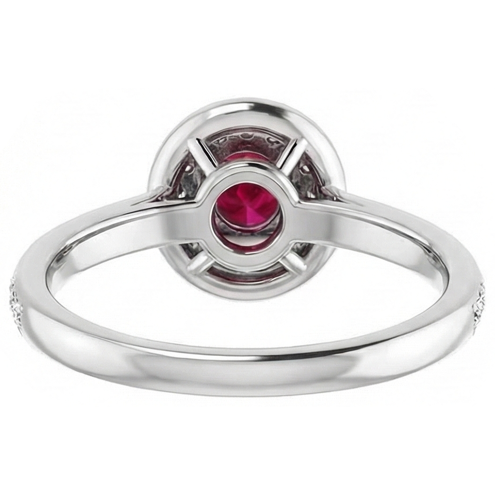 Anello Halo Rubino & Diamante 1.80 Carati Oro Bianco 14K