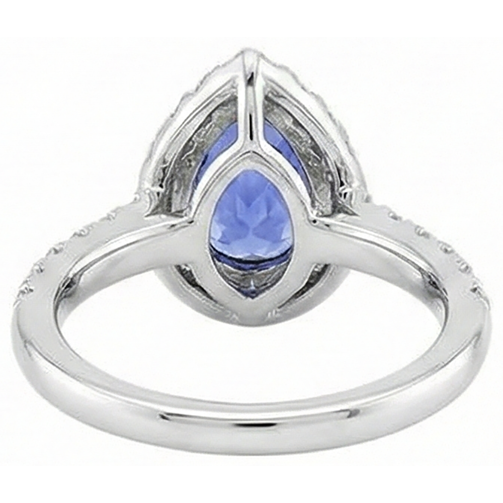 Anello Halo Tanzanite E Diamanti Naturali Autentici ( non creati in laboratorio ) 6.60 Carati Oro Bianco 14K