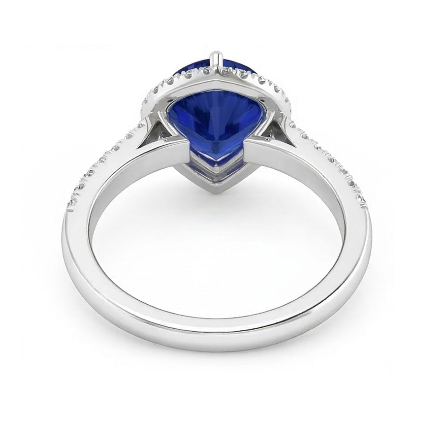 Anello Halo con zaffiro Ceylon da 3,50 carati e diamante con pietre preziose