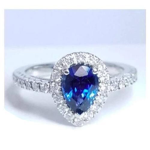 Anello Halo Diamond Sri Lanka con zaffiro blu 2.75 carati - harrychadent.it