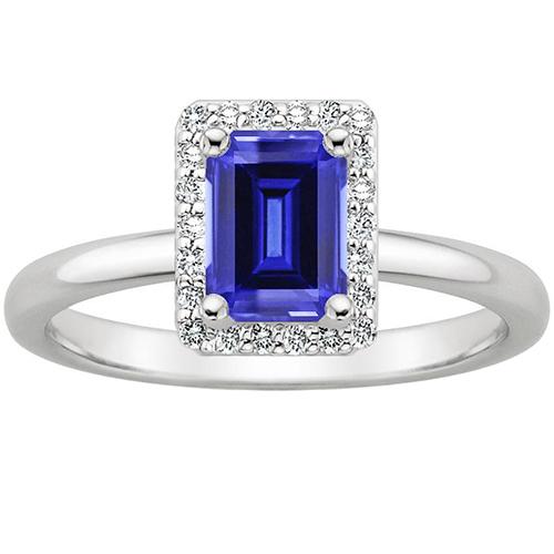 Anello Halo Diamante Smeraldo Zaffiro Ceylon & Diamante 4 Carati - harrychadent.it
