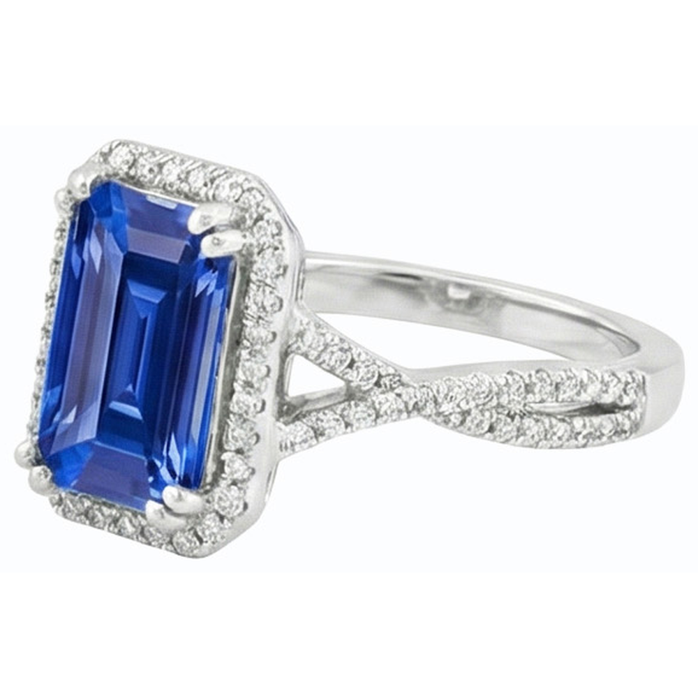 vero round diamante 4carati anello su bianco