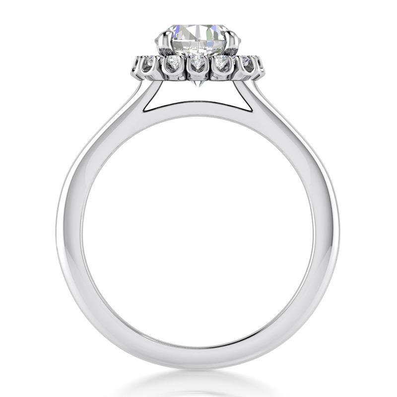Anello In Oro Bianco 14K Con Genuino Diamanti Taglio Vecchio Minatore 2 Ct. Gioielli Halo Lady