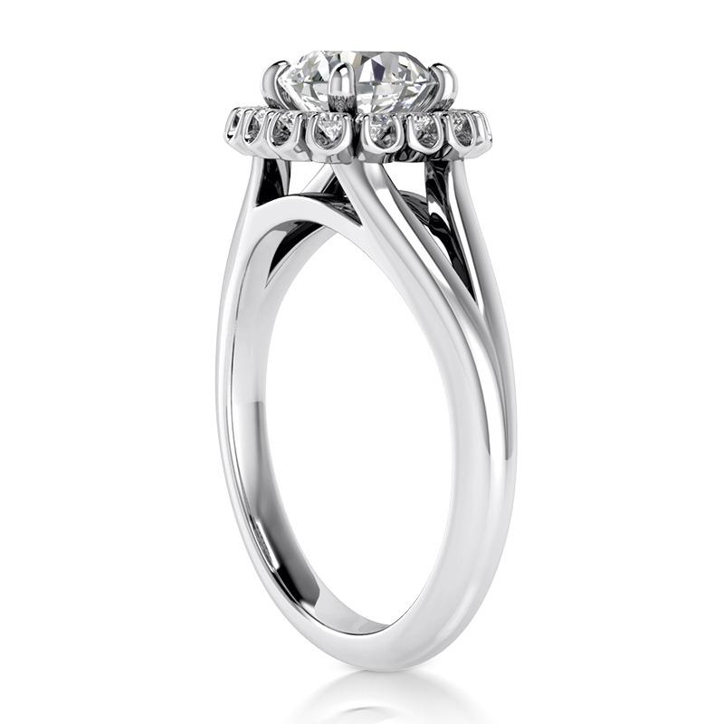 Anello In Oro Bianco 14K Con Genuino Diamanti Taglio Vecchio Minatore 2 Ct. Gioielli Halo Lady
