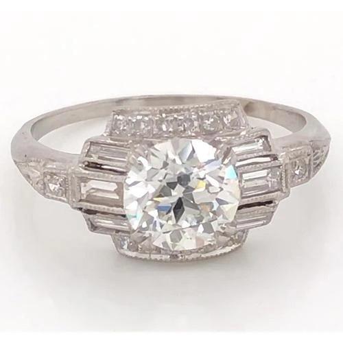 Anello In Oro Bianco Con Naturale Diamante 3.50 Carati Milgrain Jewelry Novità