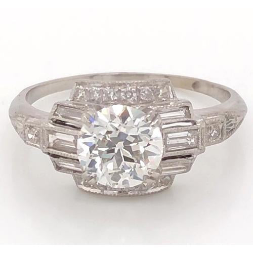 Anello In Oro Bianco Con Naturale Diamante 3.50 Carati Milgrain Jewelry Novità