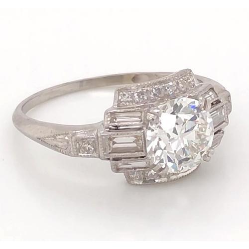 Anello In Oro Bianco Con Naturale Diamante 3.50 Carati Milgrain Jewelry Novità