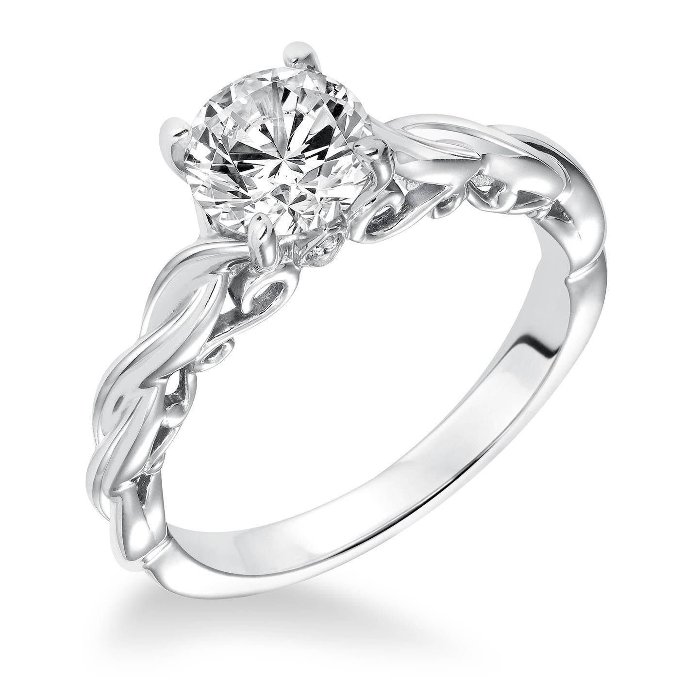 Anello In Stile Antico Con Genuino Diamante Solitario A Taglio Rotondo Da 2 Carati In Oro Bianco