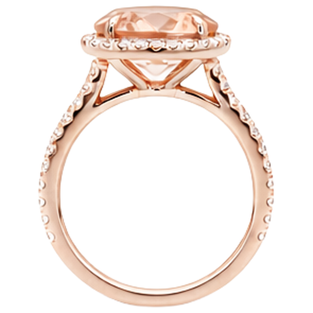 Anello Morganite Con Diamanti 27.50 Carati Oro Rosa 14K
