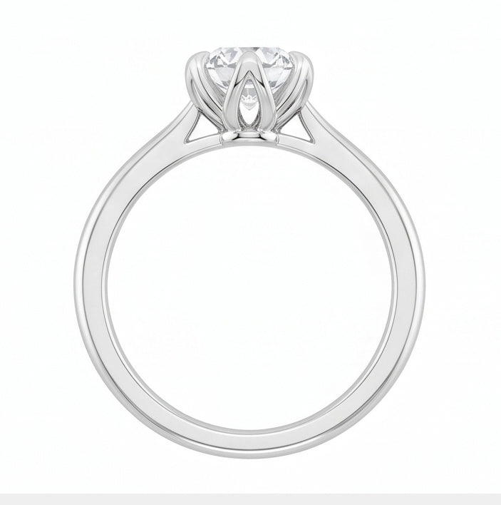 Anello Nuziale In Oro Bianco Con Genuino Diamante Naturale Autentico ( non creato in laboratorio ) A Taglio Rotondo Scintillante Solitario Da 1.70 Ct
