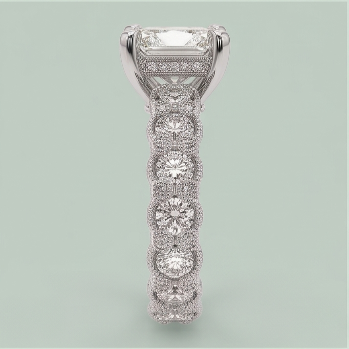 Anello Per Anniversario Di Matrimonio Con Naturale Diamanti Naturali Autentici ( non creati in laboratorio ) Rotondi E Radianti Da 3.75 Ct