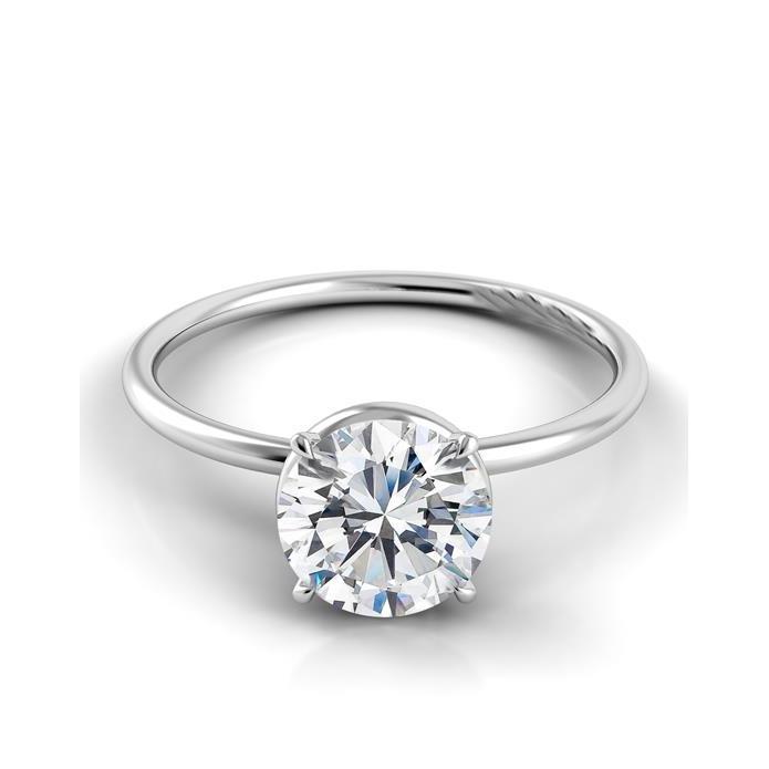 Anello Solitario Classico Anniversario Vero Diamante Oro Bianco 2.50 Carati 14K
