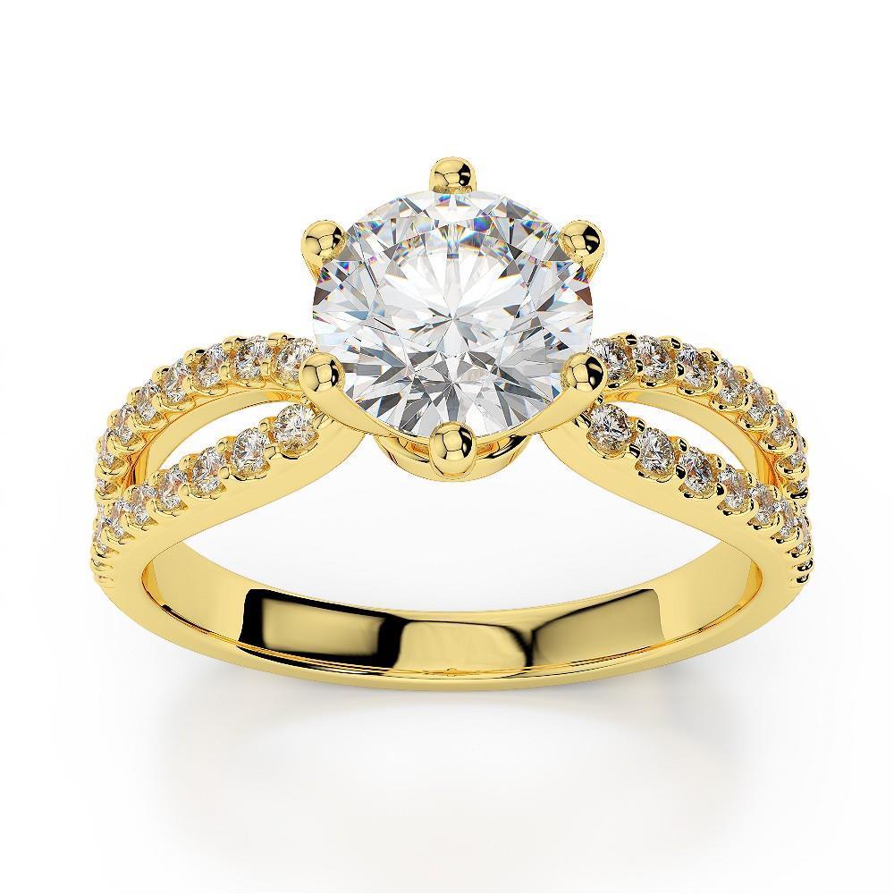 Anello Solitario Con Accenti Oro Giallo 2.50 Carati Naturale Diamante