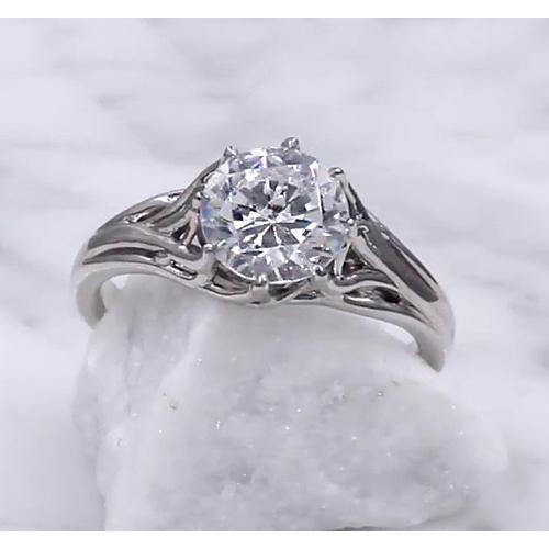 Anello Solitario Con Genuino Diamante 2 Carati Con Montatura A Traliccio