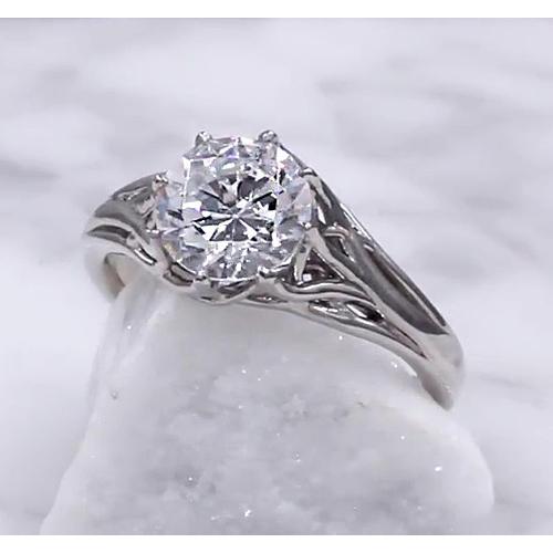 Anello Solitario Con Genuino Diamante 2 Carati Con Montatura A Traliccio