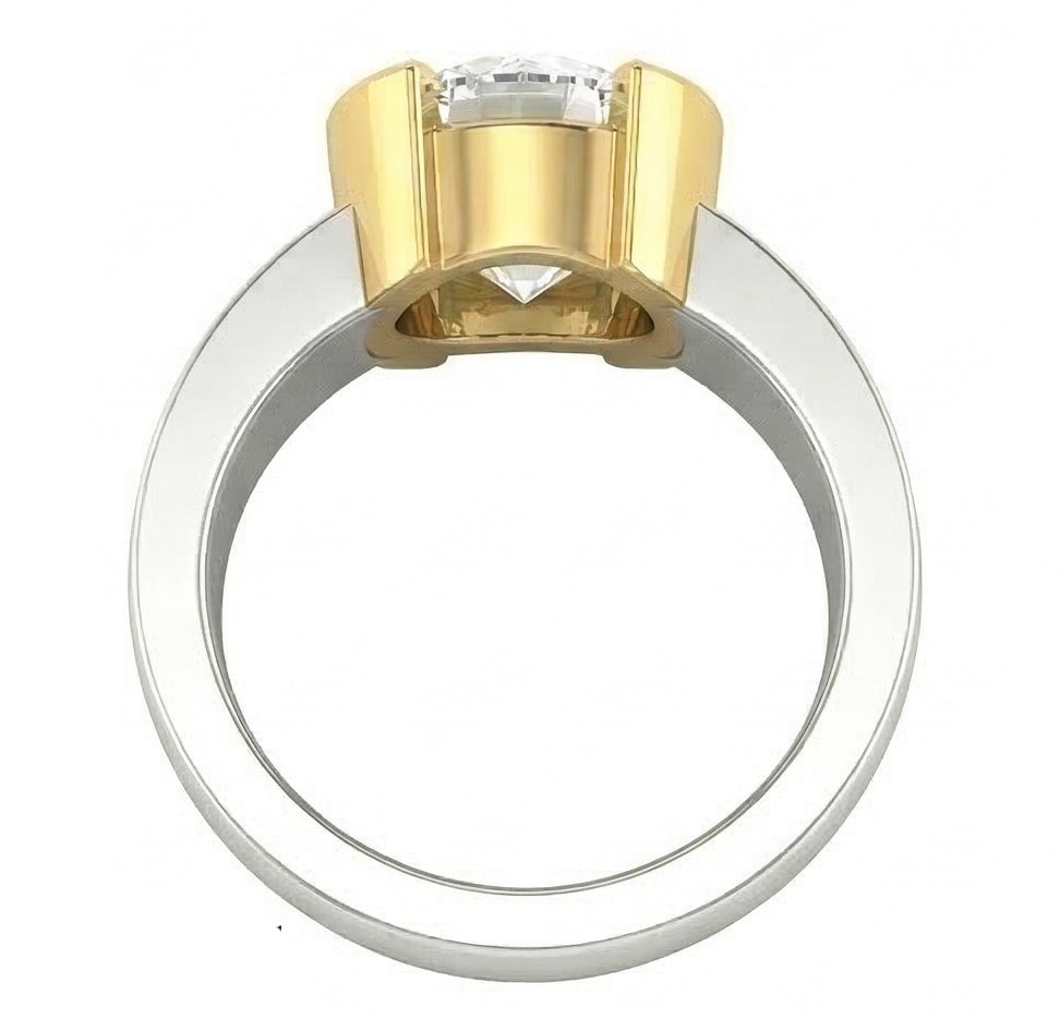Anello Solitario Con Genuino Diamante Naturale Autentico ( non creato in laboratorio ) 3 Carati In Oro Bicolore 14K