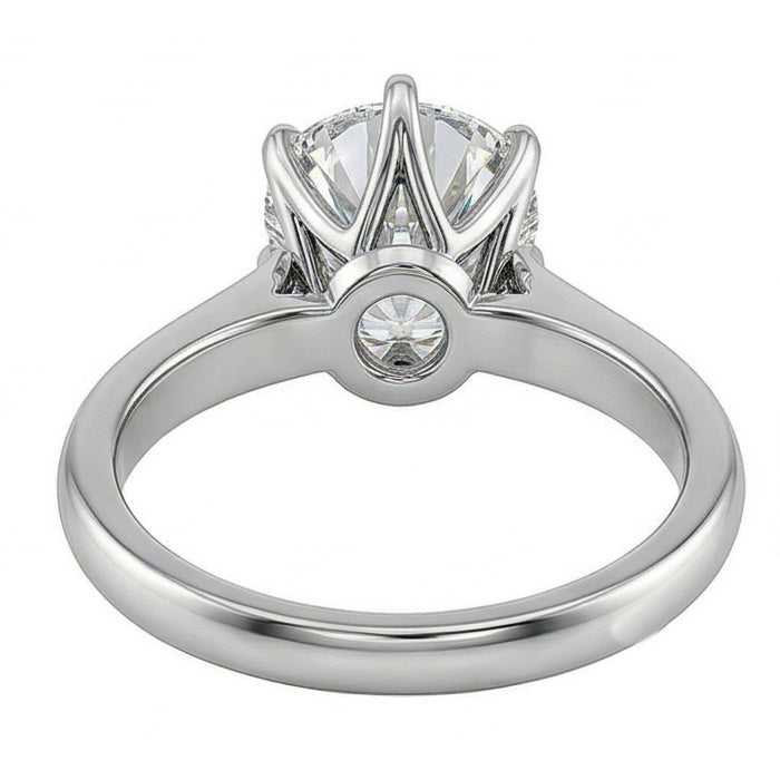 Anello Solitario Con Genuino Diamante Rotondo Da 1.25 Ct Con Montatura A Griffe In Oro Bianco 14K