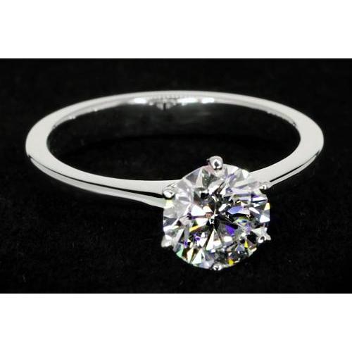 Anello Solitario Con Genuino Diamante Rotondo Da 1.50 Carati. Oro Bianco 14K