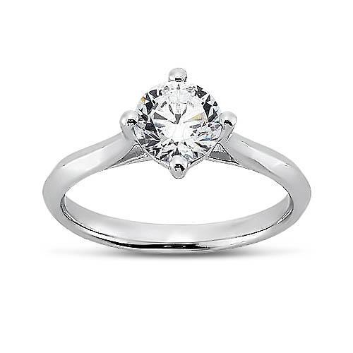 Anello Solitario Con Naturale Diamante Rotondo Brillante Da 2 Carati Con Montatura A Polo