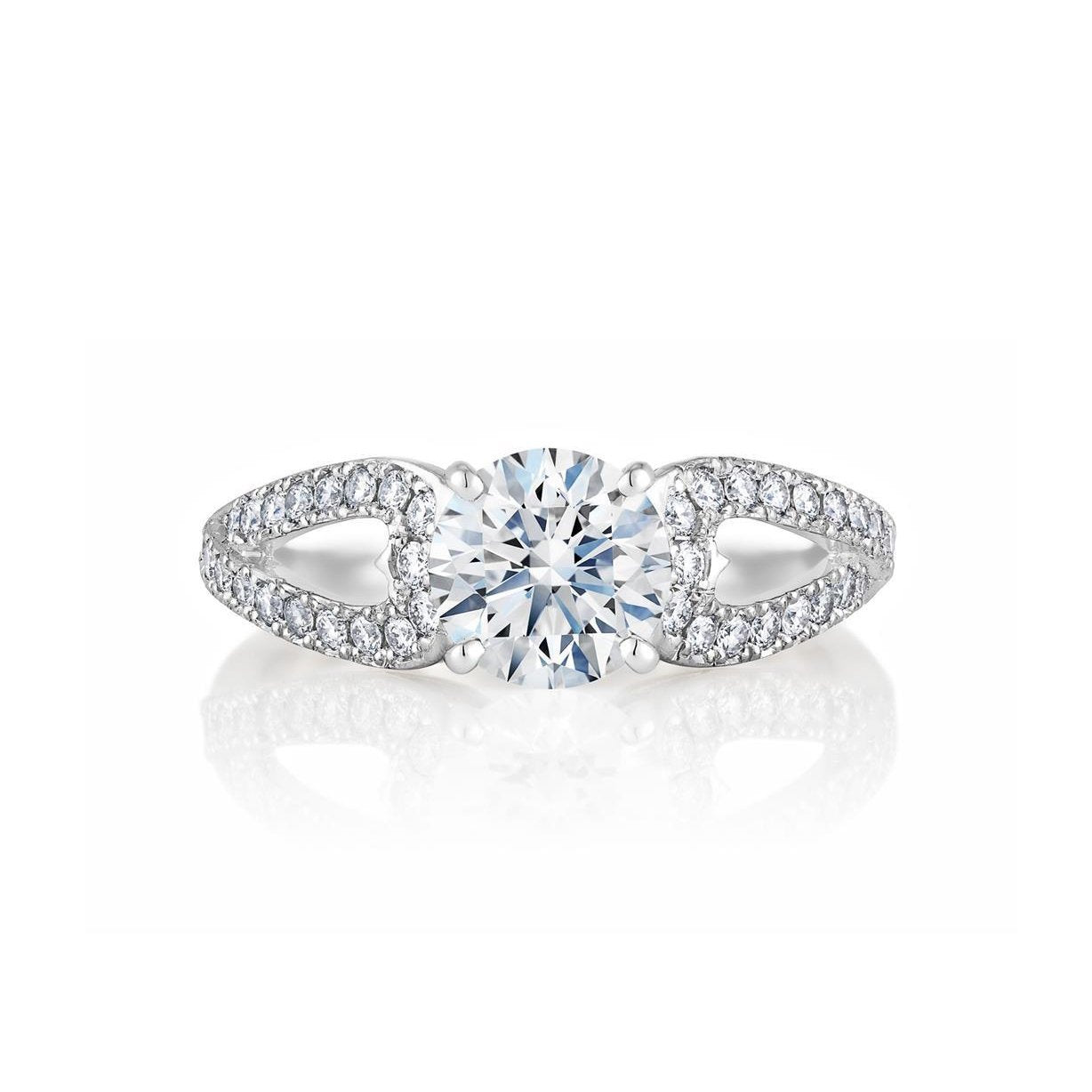 Anello Solitario Con Naturale Diamante Taglio Brillante Scintillante Con Accenti 2.80 Carati