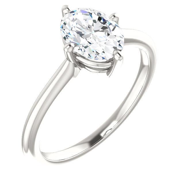Anello Solitario Con Vero Diamante Ovale 4 Carati Con Montatura A 4 Griffe In Oro Bianco 14K