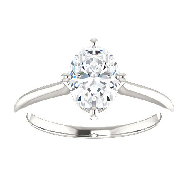 Anello Solitario Con Vero Diamante Ovale 4 Carati Con Montatura A 4 Griffe In Oro Bianco 14K