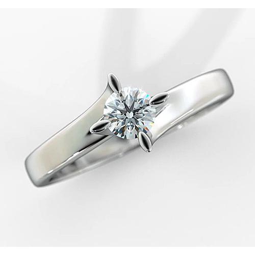 Anello Solitario Da Donna Con Vero Diamante. Oro Bianco 14k. Stelo Intrecciato. 1 Carato