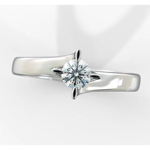 Anello Solitario Da Donna Con Vero Diamante. Oro Bianco 14k. Stelo Intrecciato. 1 Carato