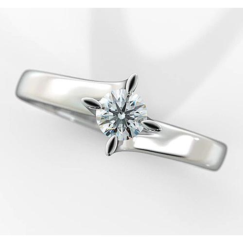 Anello Solitario Da Donna Con Vero Diamante. Oro Bianco 14k. Stelo Intrecciato. 1 Carato