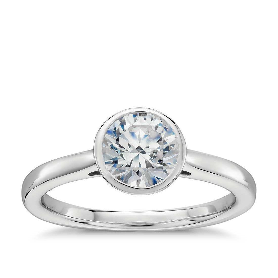 Anello Solitario Da Matrimonio Con Genuino Diamante Da 1.20 Ct Con Castone Rotondo In Oro Bianco 14K