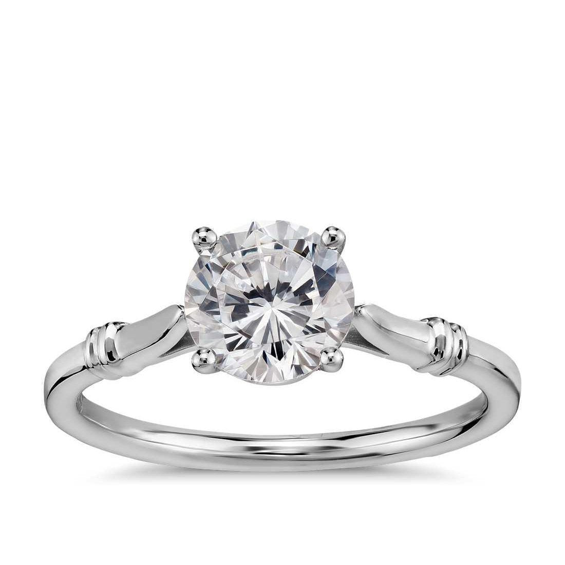 Anello Solitario Di Fidanzamento Con Naturale Diamante Scintillante Taglio Rotondo Da 3 Ct In Oro Bianco