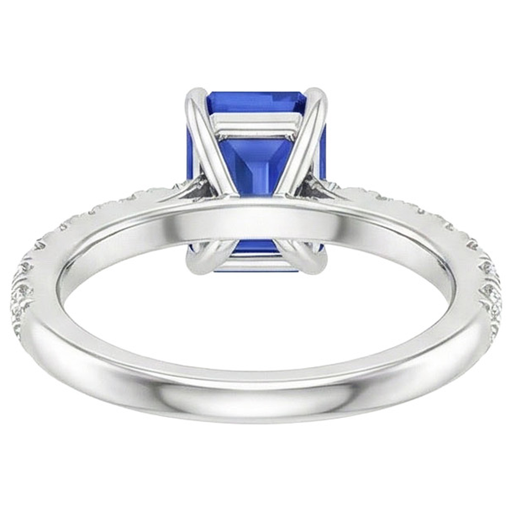 Anello Solitario Donna Con Accenti Zaffiro Blu & Diamante 4.50 Carati