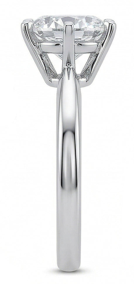 Anello Solitario In Oro Bianco 14K Con Vero Diamante Tondo Da 1.40 Ct