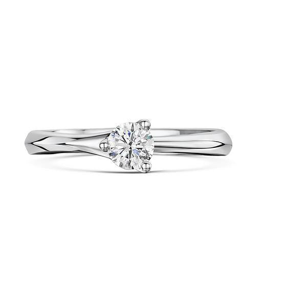 Anello Solitario In Oro Bianco Con Naturale Diamante A Taglio Rotondo Da 1.25 Ct