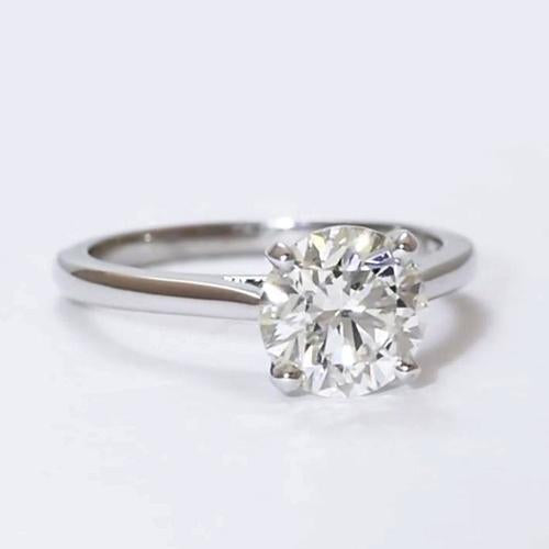 Anello Solitario Naturale Diamante 2 Carati Classe Taglio Rotondo Oro Bianco 14k Gioielli