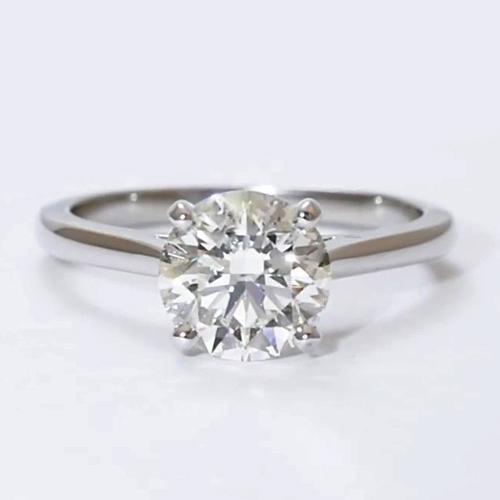 Anello Solitario Naturale Diamante 2 Carati Classe Taglio Rotondo Oro Bianco 14k Gioielli