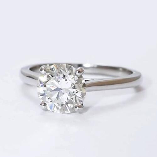 Anello Solitario Naturale Diamante 2 Carati Classe Taglio Rotondo Oro Bianco 14k Gioielli