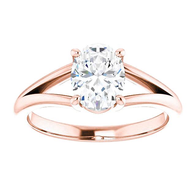 Anello Solitario Naturale Diamante Gambo Diviso 2 Carati Oro Rosa