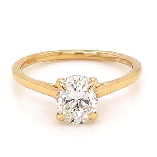 Anello Solitario Naturale Diamante Ovale 1 Carato Gioielli In Oro Giallo Novità