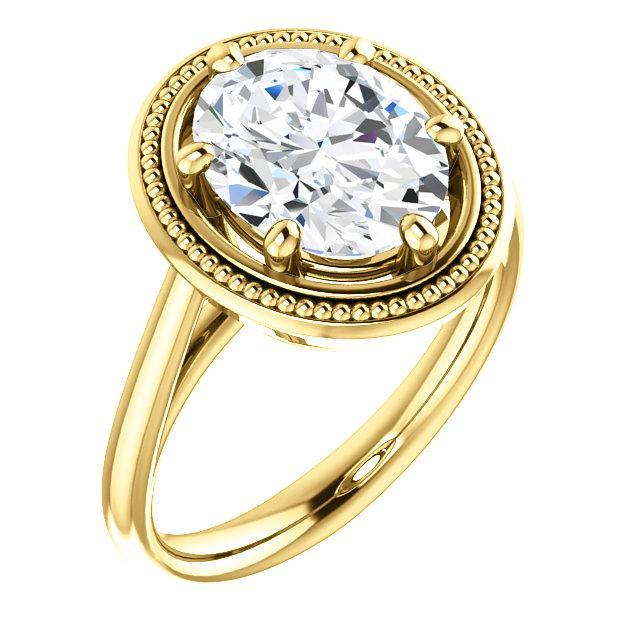 Anello Solitario Naturale Diamante Stile Vintage 4 Carati Oro Giallo 14K