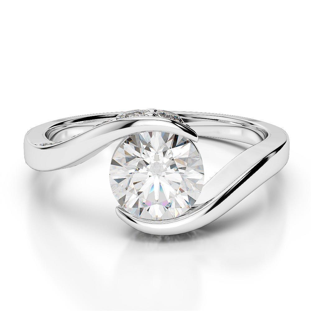 Anello Solitario Nuziale Con 2,75 Carati Di Naturale Diamanti Tondi Scintillanti In Oro Bianco 14K