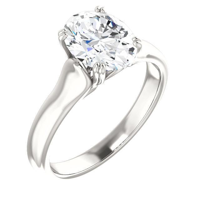 Anello Solitario Ovale Fidanzamento Vero Diamante 3.50 Carati Oro Bianco
