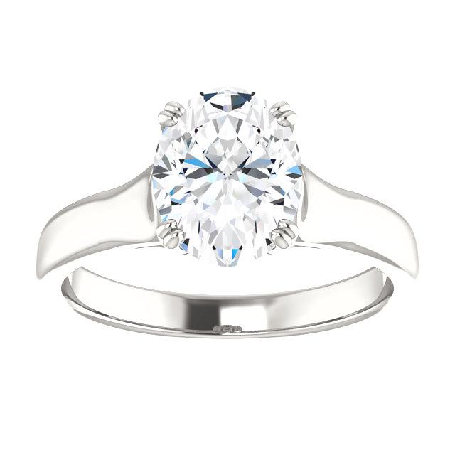 Anello Solitario Ovale Fidanzamento Vero Diamante 3.50 Carati Oro Bianco