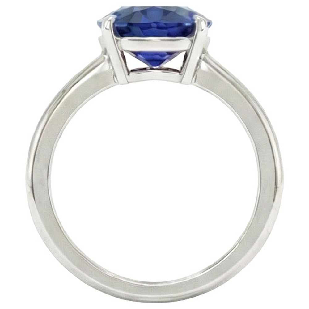 Anello Solitario Ovale Oro Bianco Zaffiro Blu Ceylon 4.50 Carati