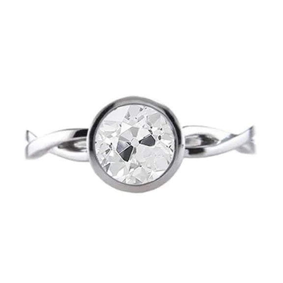 Anello Solitario Round Old Miner Vero Diamond Twisted Style 1.25 Carati